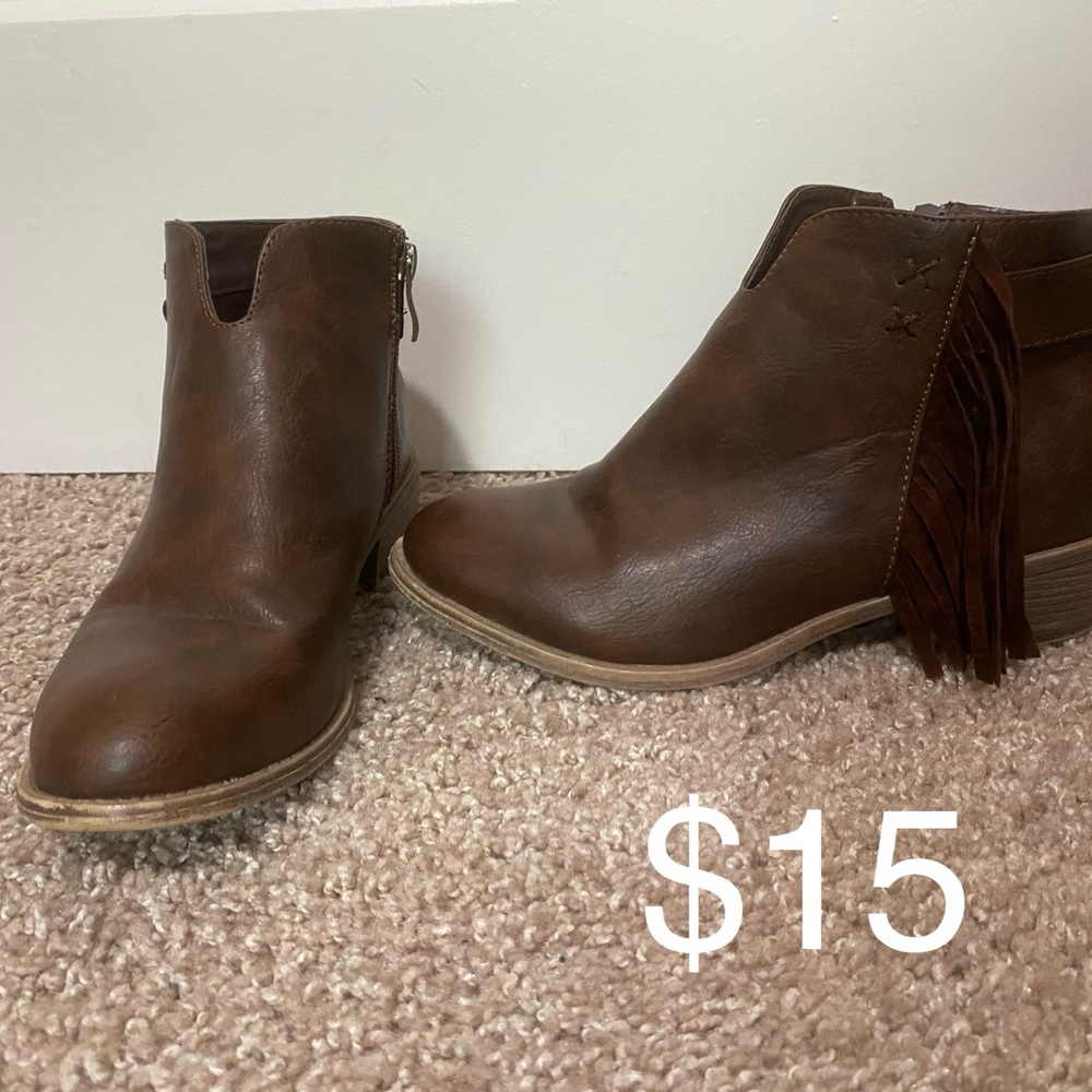 Brown Fringe Ankle Boots